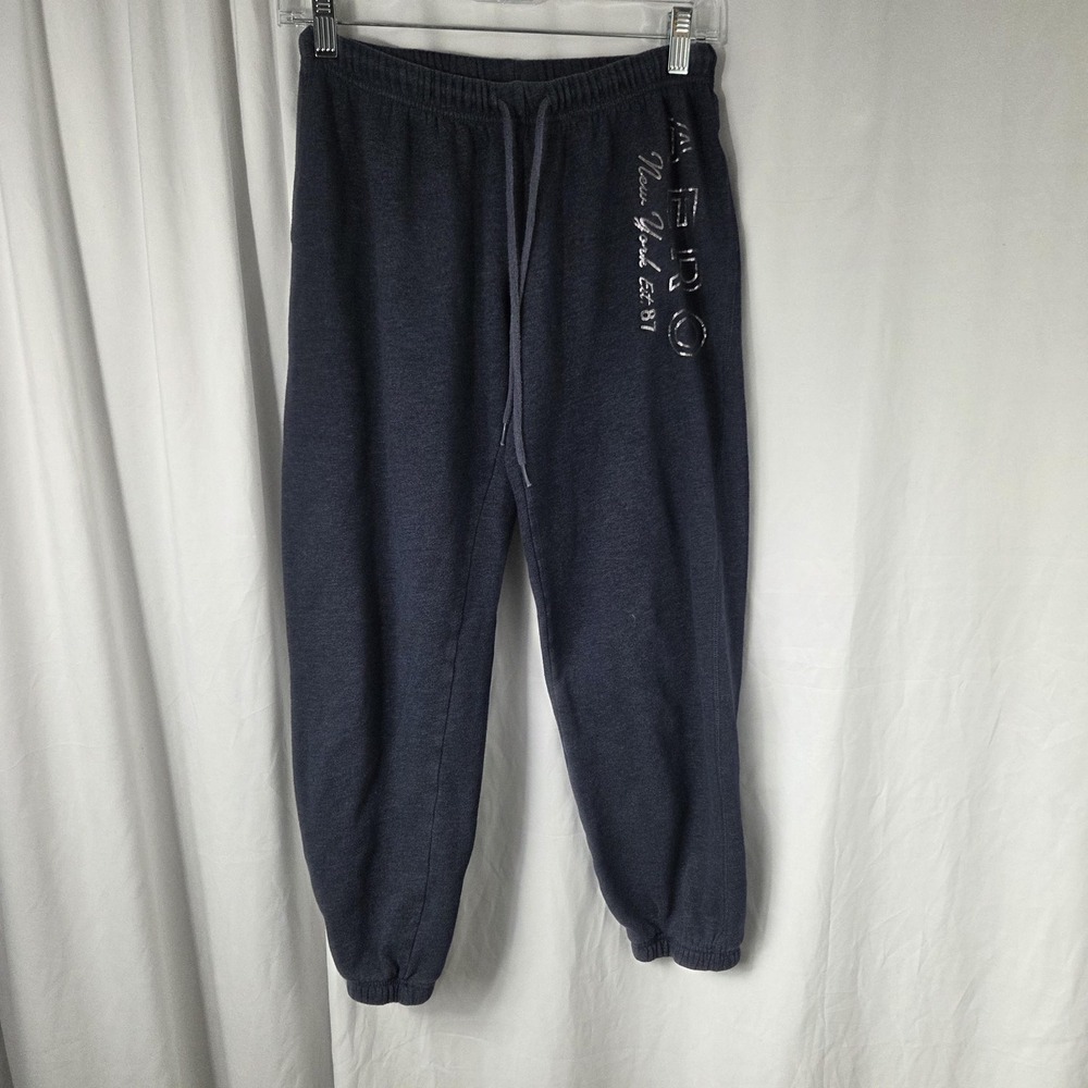 Aeropostale Sweatpants Womens Small Blue Fleece Drawstring Cuffed Logo Lounge